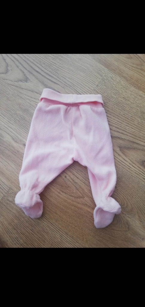 Komplet niemowlęcy H&M spodnie bluza kapturem uszami polarek wcześniak