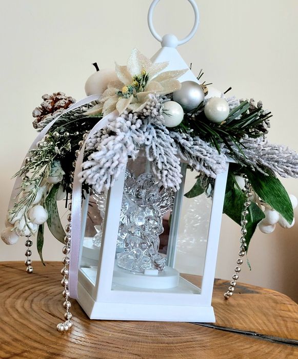 Lampion LED z Aniołkiem na grób Świąteczny Boże Narodzenie