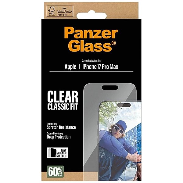 Szkło hartowane PanzerGlass Classic Fit EasyAligner na iPhone 17 Pro M