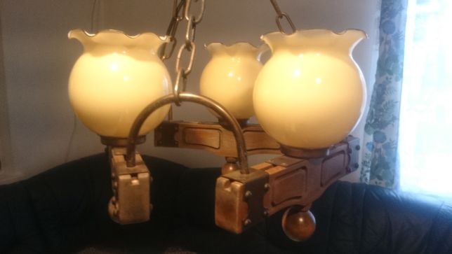 Лампа світильник дерево ковка з Голандії плафони