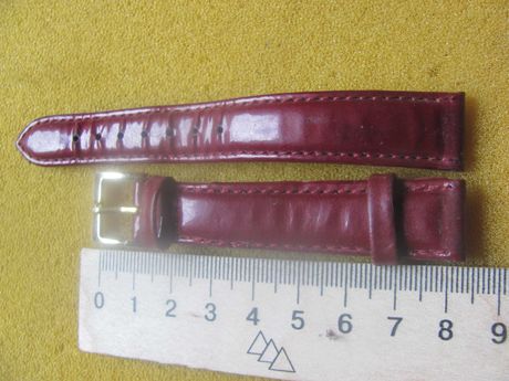 Ремешок кожаный Nagata 16 мм. Красный женский для часов
