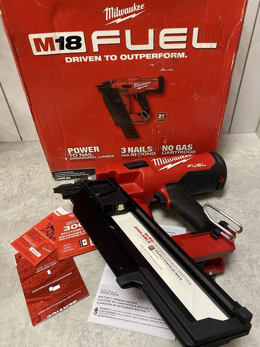 Milwaukee 2744-20 M18FUEL каркасний нейлер 21кут 50-90мм гарантія 6міс