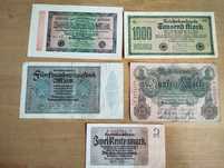 Banknoty niemieckie. Zestaw 5 sztuk.