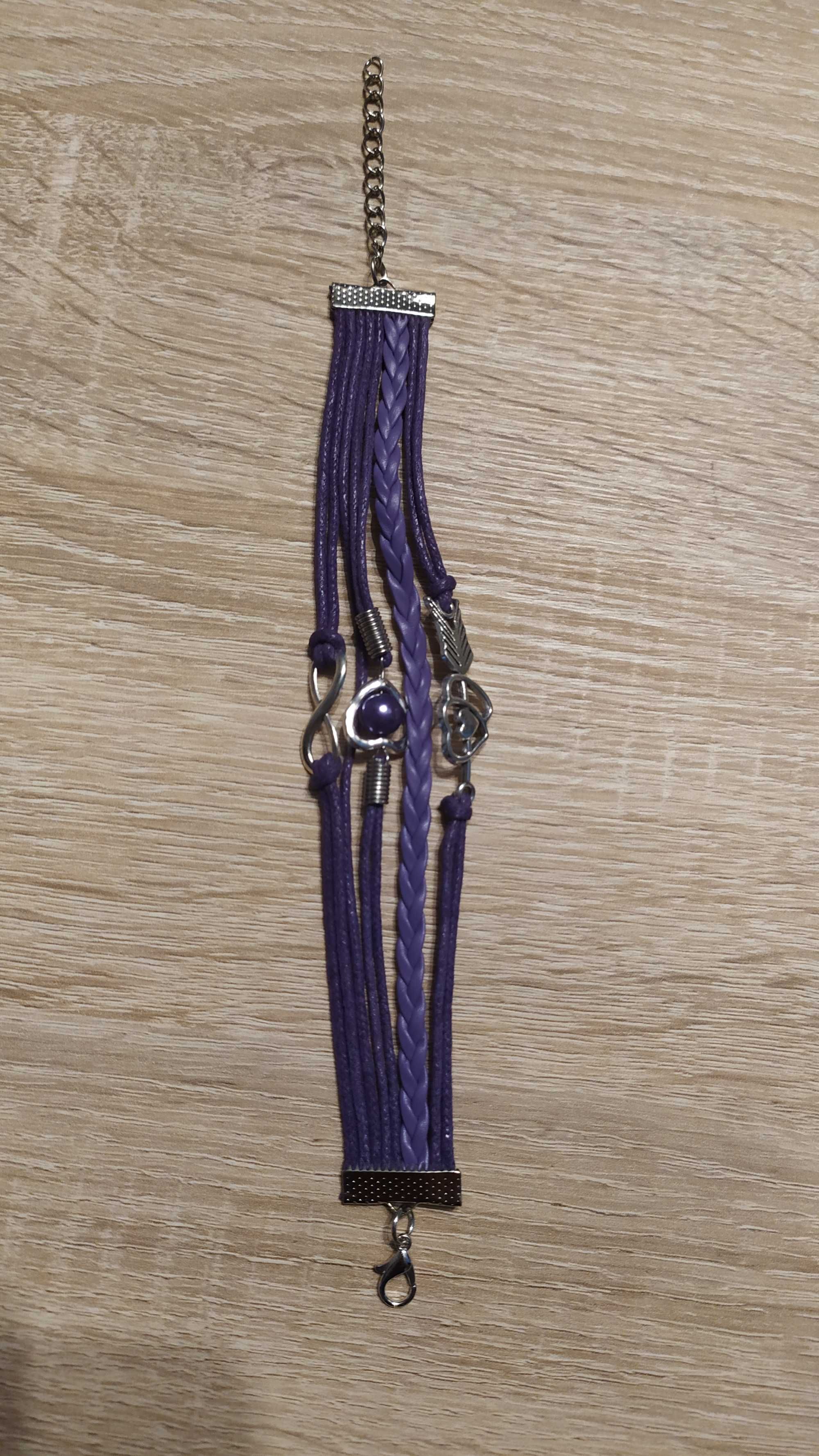 5-częściowa fioletowa bransoletka z motywem nieskończoności
