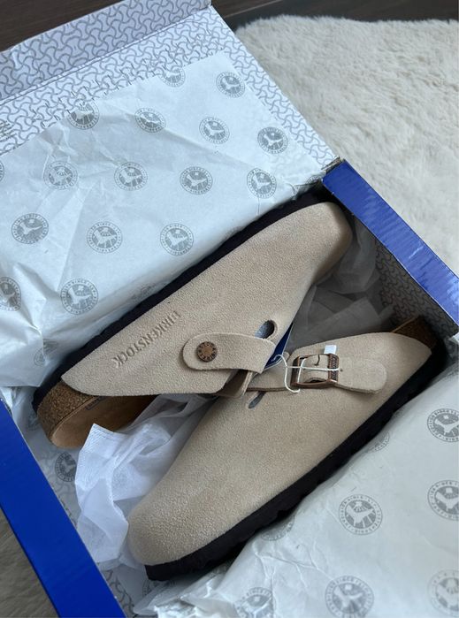 Birkenstock boston klapki chodaki skorzane zamszowe ze skory 38 24cm