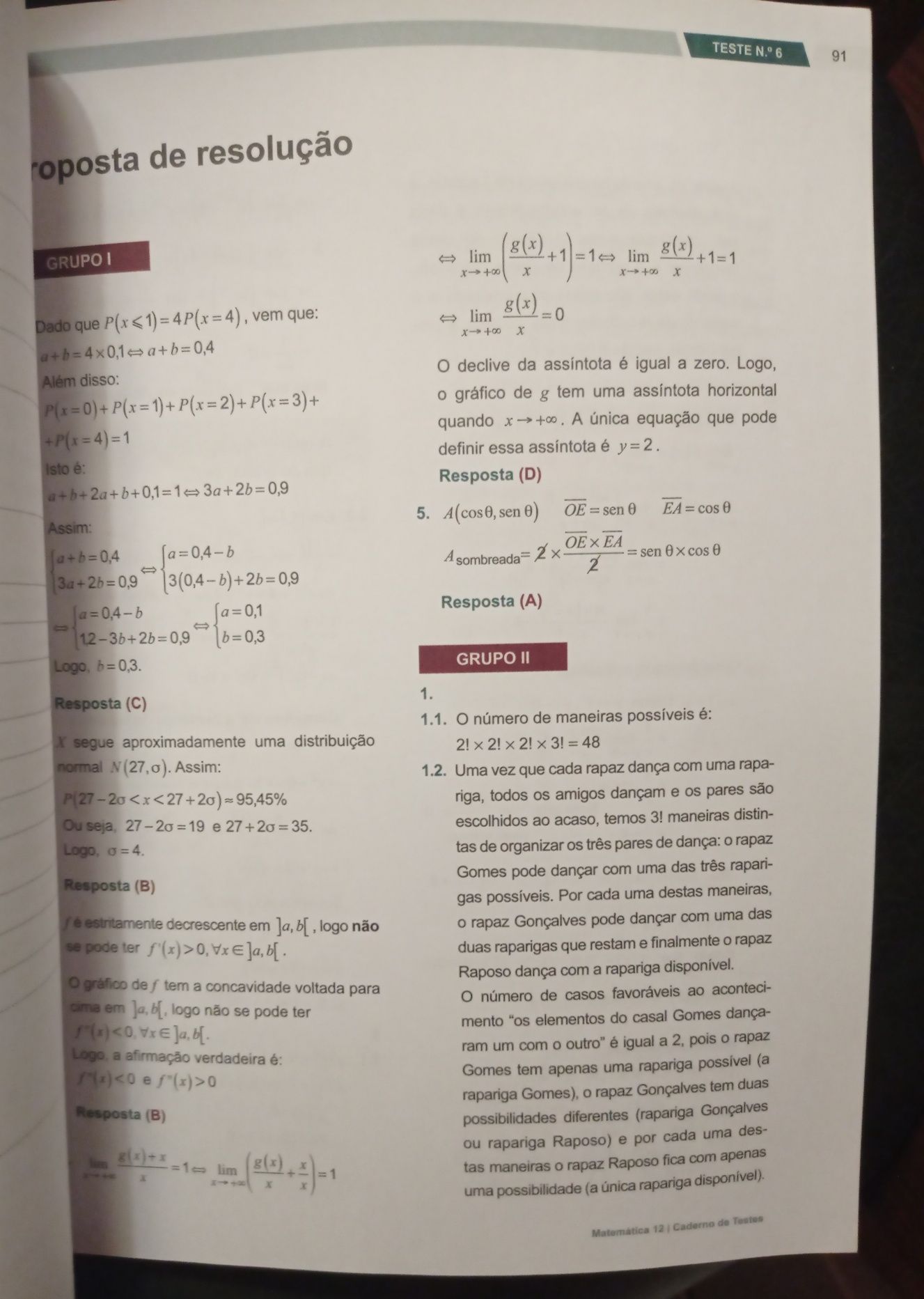 Caderno de Testes Matemática A 12° ano