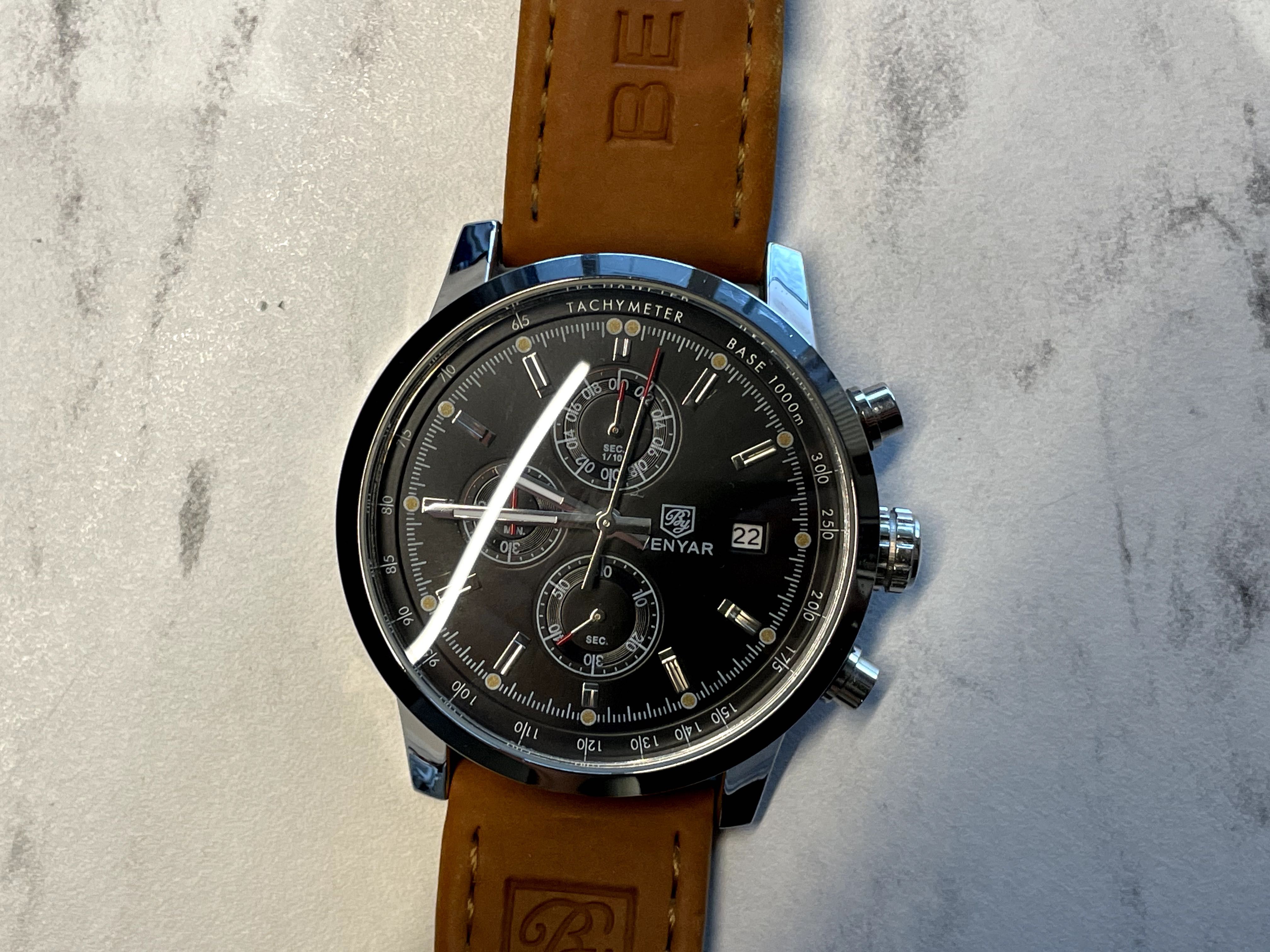 Zegarek męski BENYAR 44mm Srebrna koperta