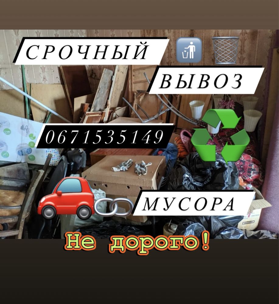Вывоз мусора 24/7 Вивіз Сміття уборка Утилизация