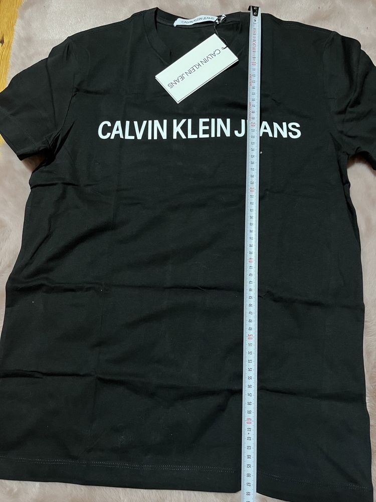 Calvin Klein CK t-shirt koszulka czarna z napisem nowa z metką r S