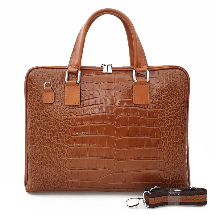 VERA PELLE torba skórzana teczka aktówka kroko na laptopa V446 camel