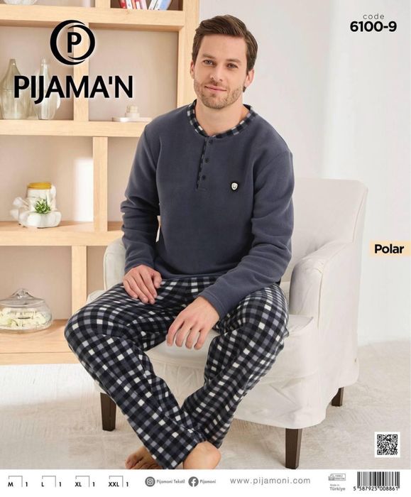 Тепла флісова чоловіча піжама, костюм для дому, мужская пижама M- 2Xl