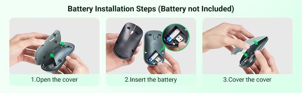 Миша Ugreen MU001 Portable Wireless Black/Green/Gray (UGR-90372)