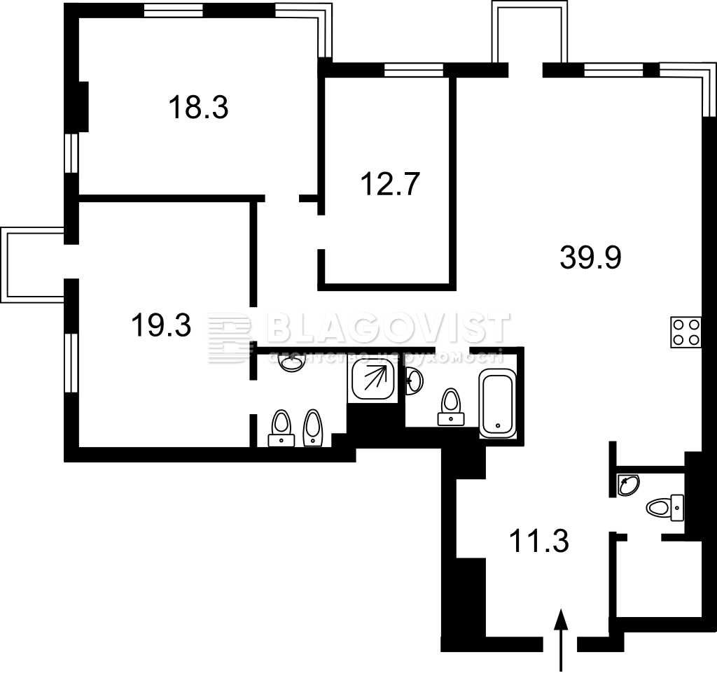 Продаж 3к квартири ЖК TRIIINITY Тютюнника 39\2