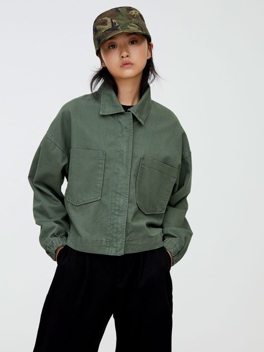 Жіноча джинсова куртка хакі Pull&Bear