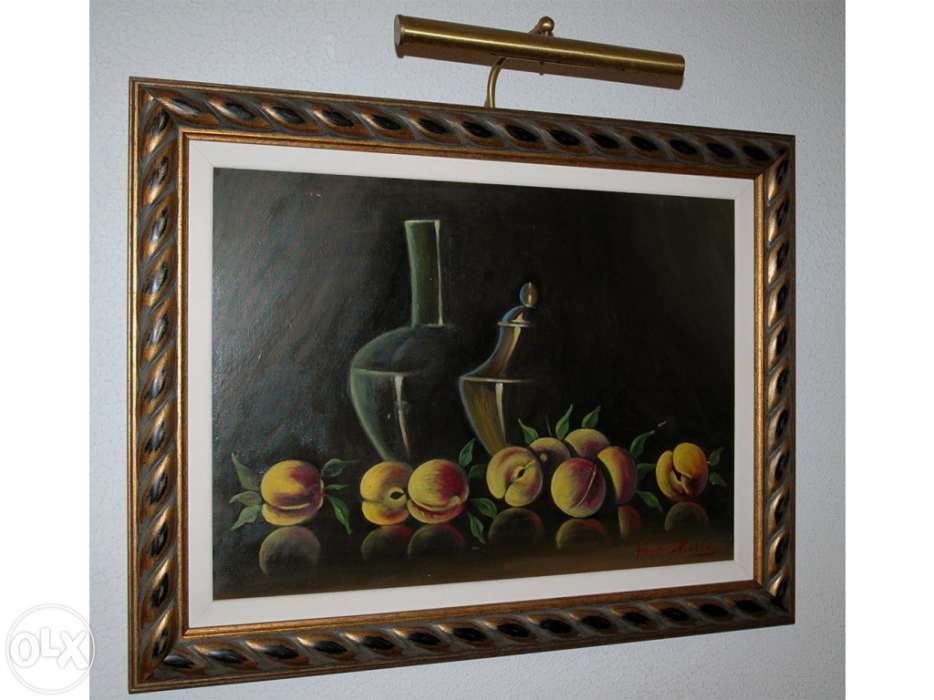 Quadro a óleo grande com moldura - original