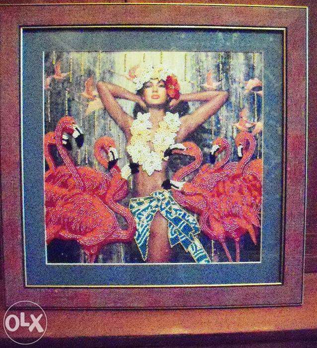 Картина бисером танец с фламинго 2000 грн