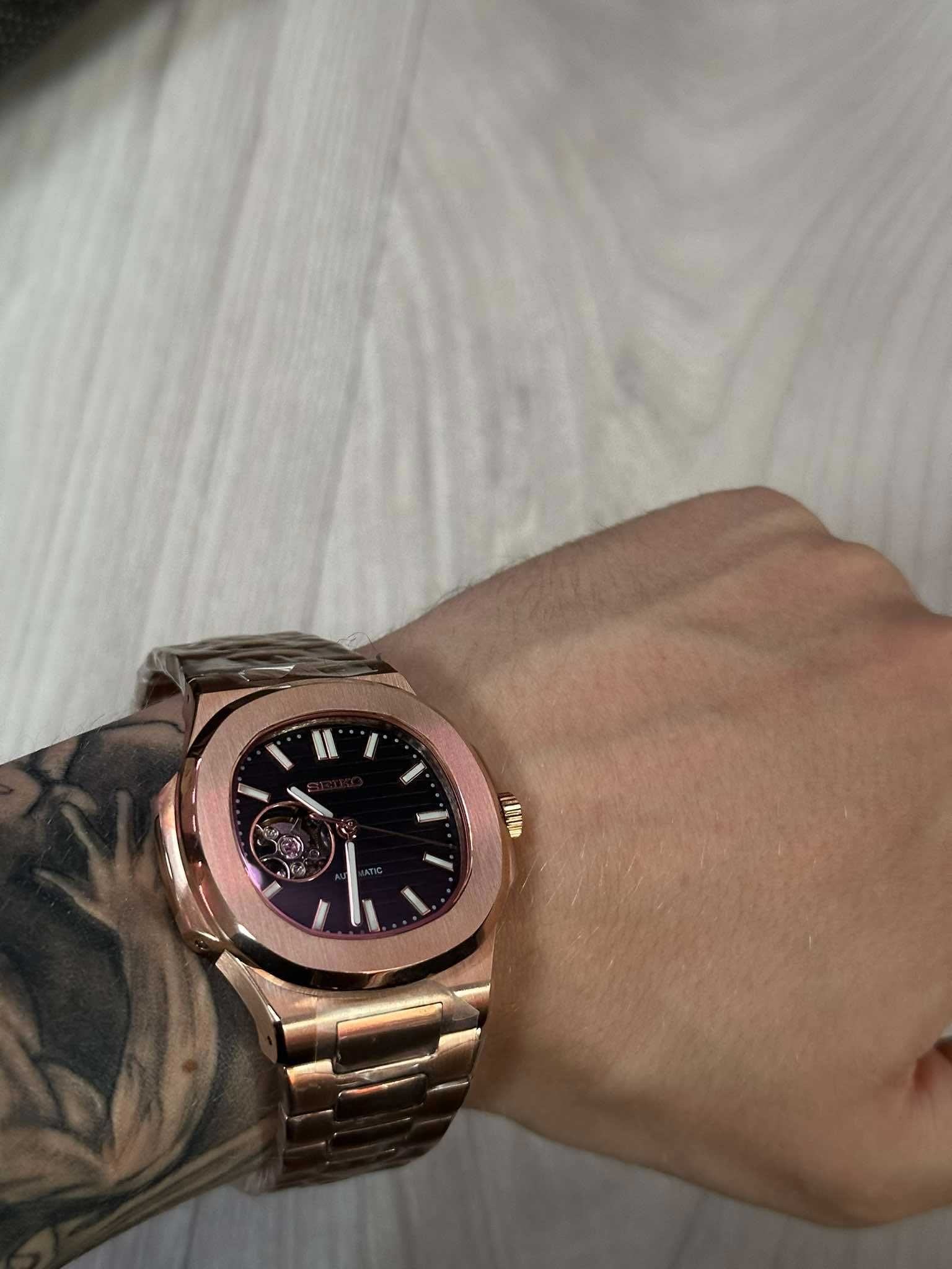 Zegarek Seiko Mod Nautilus Rose Gold Złoty