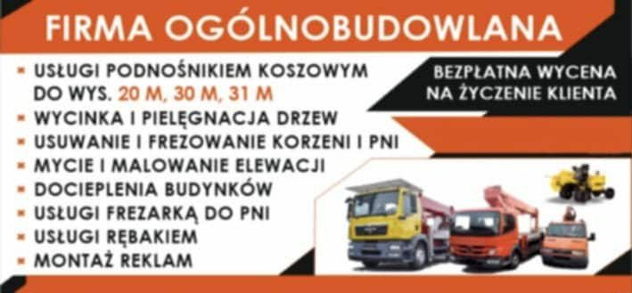 Usługi, Wycinka, przycinka trudnych drzew z podnośników koszowych 20m/