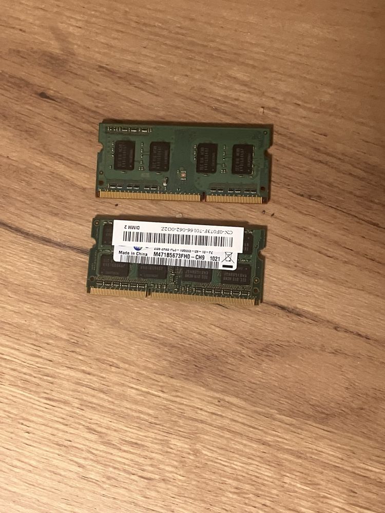 2 laptopowe kości RAM ddr3 2Gb jedna posiada 1gb