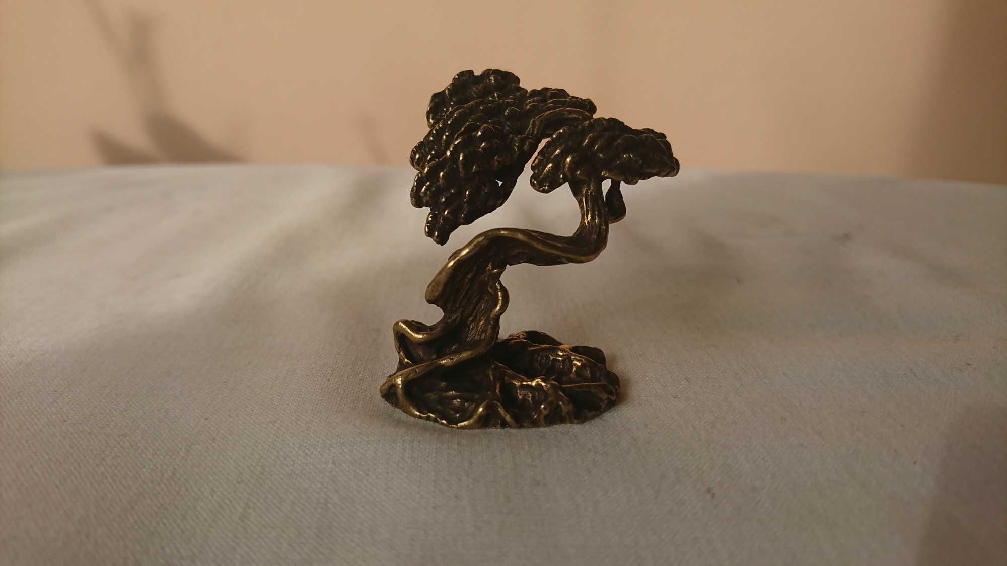 Rzeźba figurka drzewo drzewko bonsai mosiądz