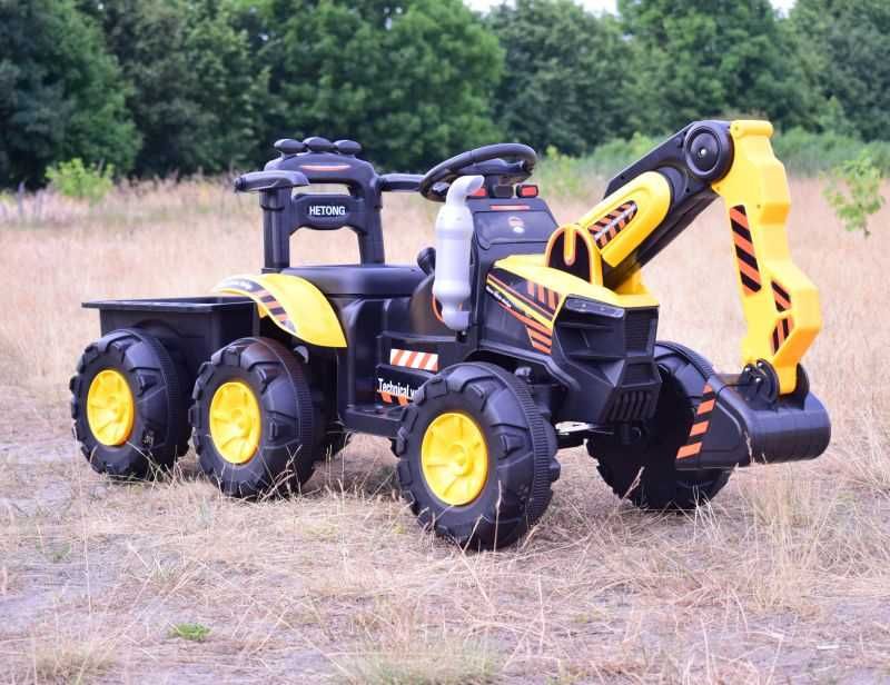 Autko traktor KOPARKA NA AKUMULATOR Z PRZYCZEPĄ jeździk pojazd pilot