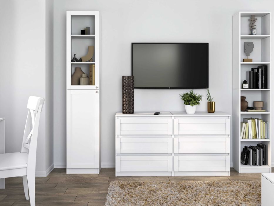 Witryna Regał W40 PAFOS SH 40 cm 1 Szyba Półki Szafka Książki Biały