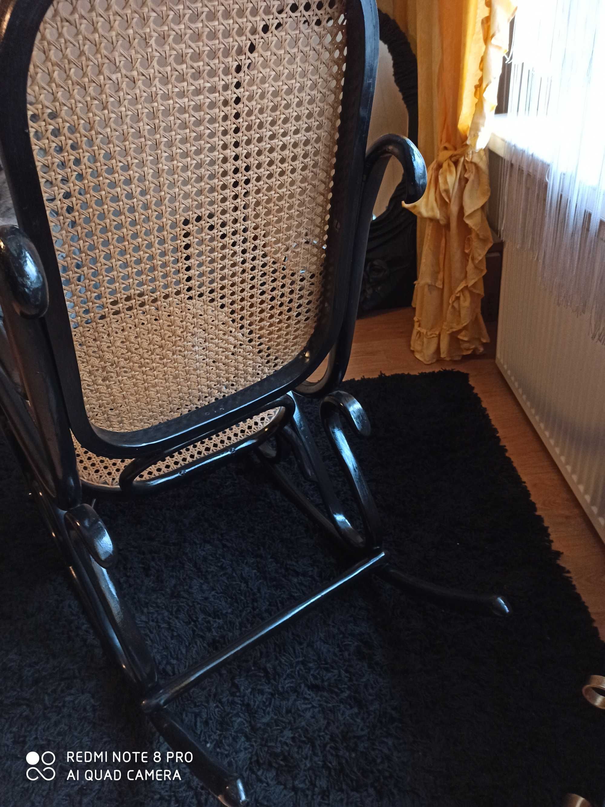BUJAK fotel klasyk retro wyplatane siedzisko, ozdoba salonu, czarny
