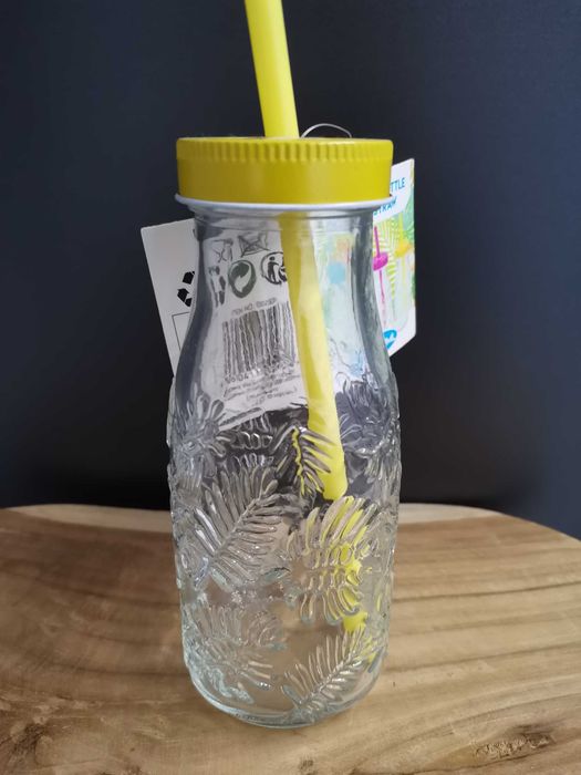 Nowa szklana butelka do picia ze słomką, 320 ml-mam 2 szt.
