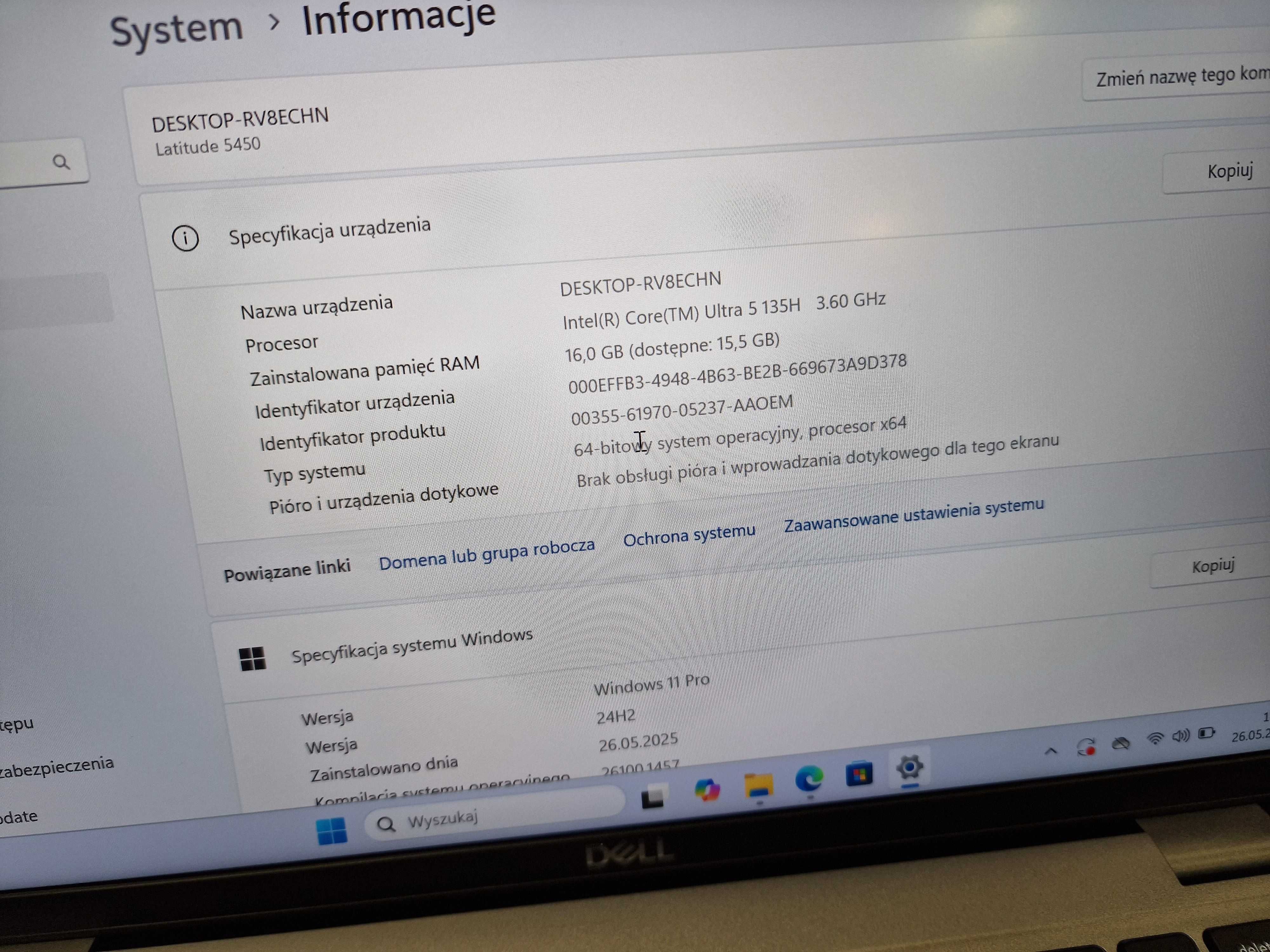 DELL LATITUDE 5450/ Ultra 5 135H 3.60 GHz/ 16GB/ 256GB/ 14" FHD/ A++