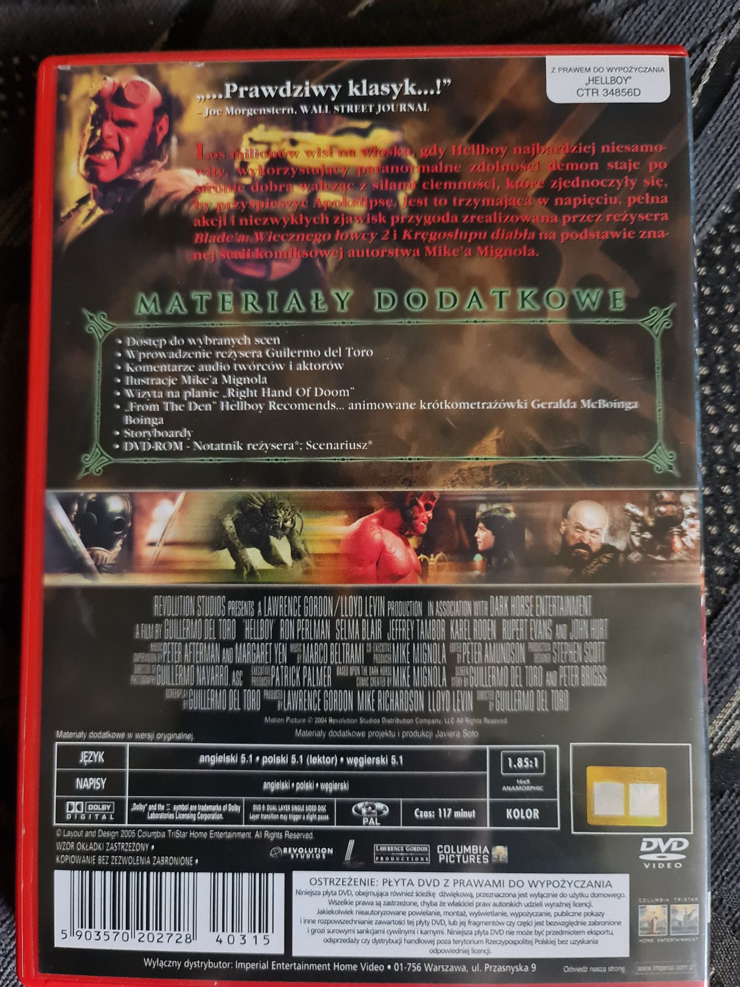 Hellboy film na płycie DVD