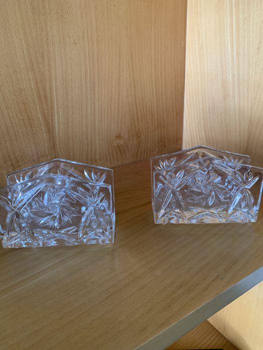 2 Suportes de vidro cristal, para guardanapos.