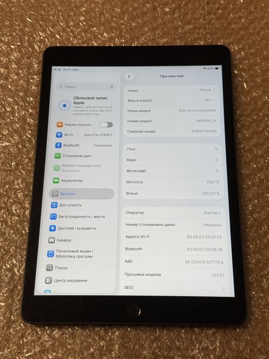 Apple iPad 9th 256gb 4g lte Ідеал 99% батарея A2603
