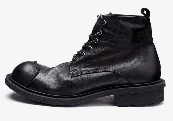 Wyjątkowe męskie buty Retro Vintage ze skóry czarne 27 cm nowe