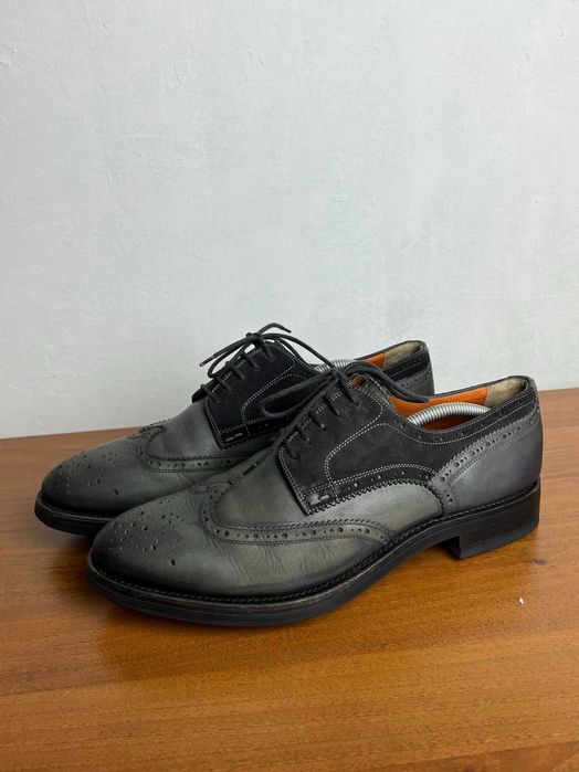 Santoni Derby Leather Shoes масивні шкіряні туфлі оксфорд дерб Сантоні