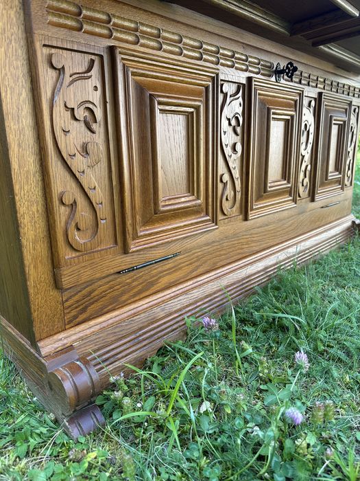 Drewniana masywna skrzynia szafka RTV antyk