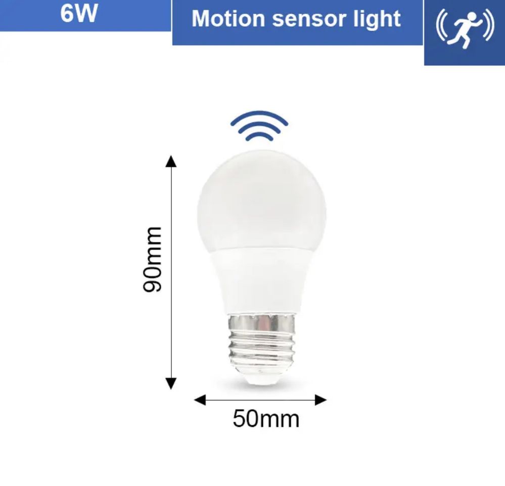 LED світлодіодна лед лампа з датчиком руху