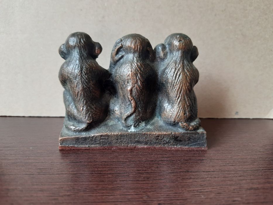 Канделябр 3 свечи, статуэтка Три Обезьяны (символ отказа зла) (мед