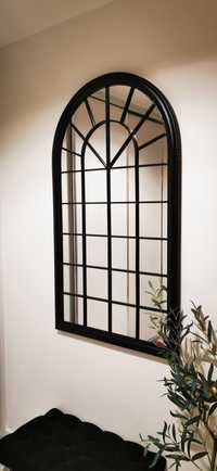 Metalowe lustro ścienne okno 77 x 130 cm czarne TREVOL