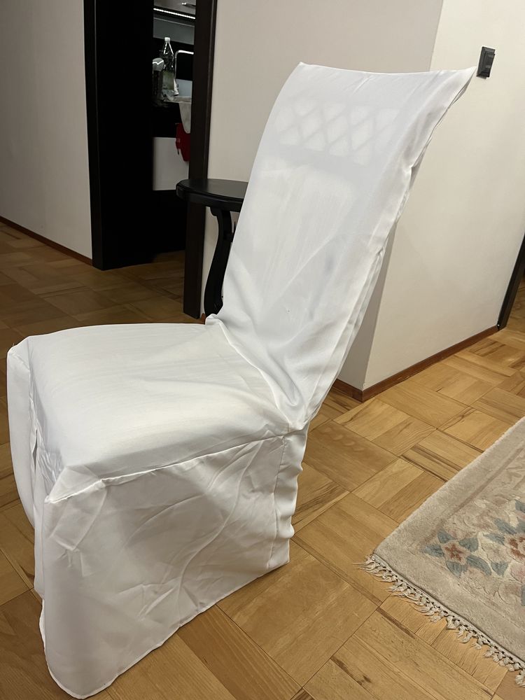 Białe pokrowce na krzeslo x6