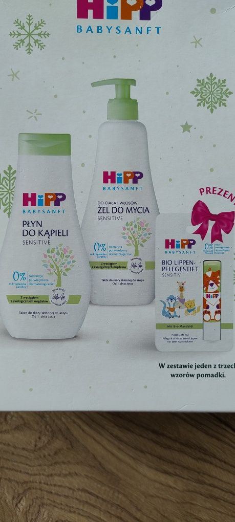 Zestaw kosmetyków HiPP płyn do kąpieli żel do mycia pomadka