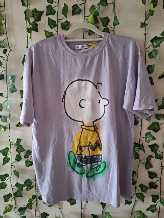 Koszulka t-shirt Zara Peanuts fioletowa róż