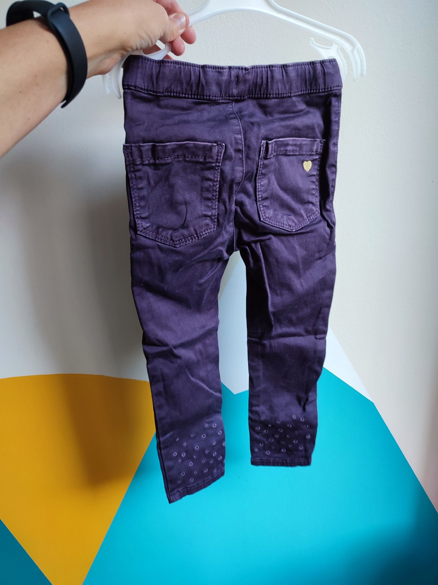 Spodnie 86/92 Pomp de lux śliwkowe jegginsy jeansy na jesień