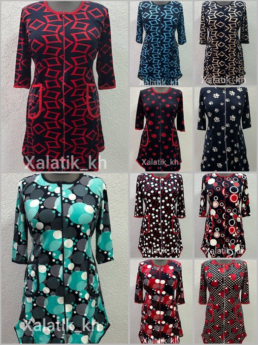 Велюрові плюшеві жіночі халати по коліно