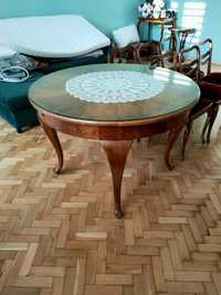 Stół okrągły drewniany wraz z krzesłami