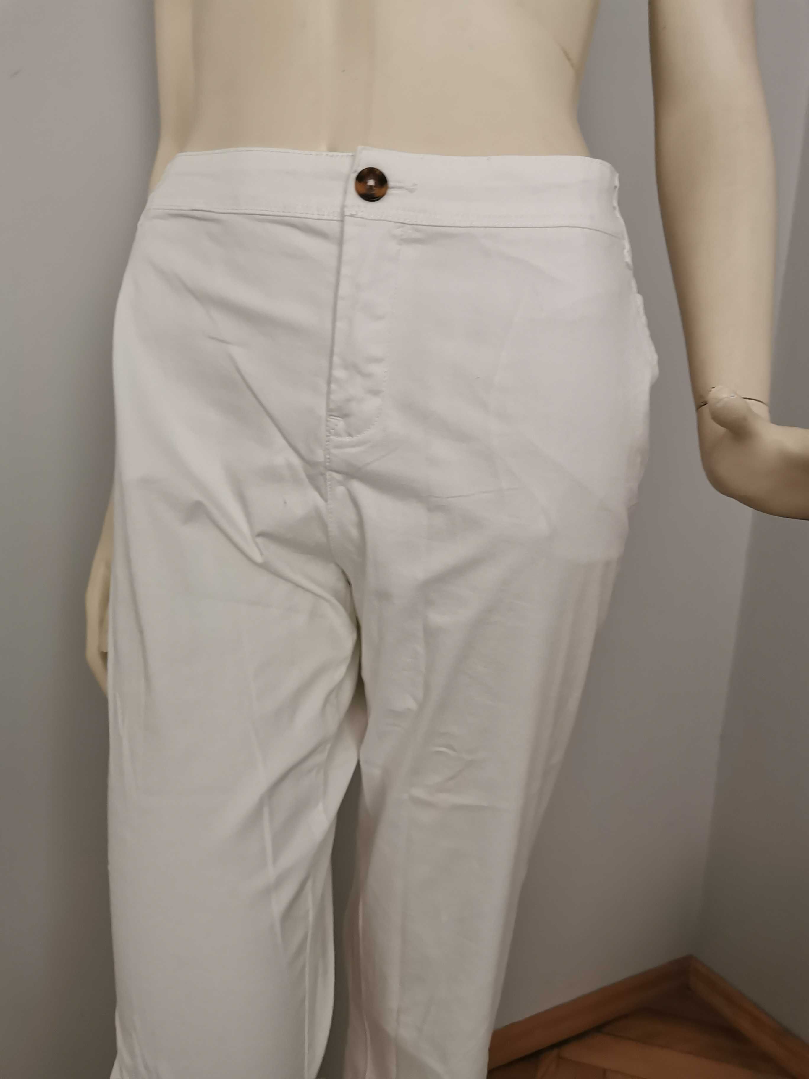 YESSICA THE CHINO- Cudne Damskie Białe Spodnie Elastyczne L/44