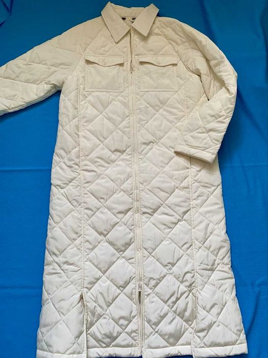 Тренч плащ пальто сорочка стьобане довге колір айворі нове