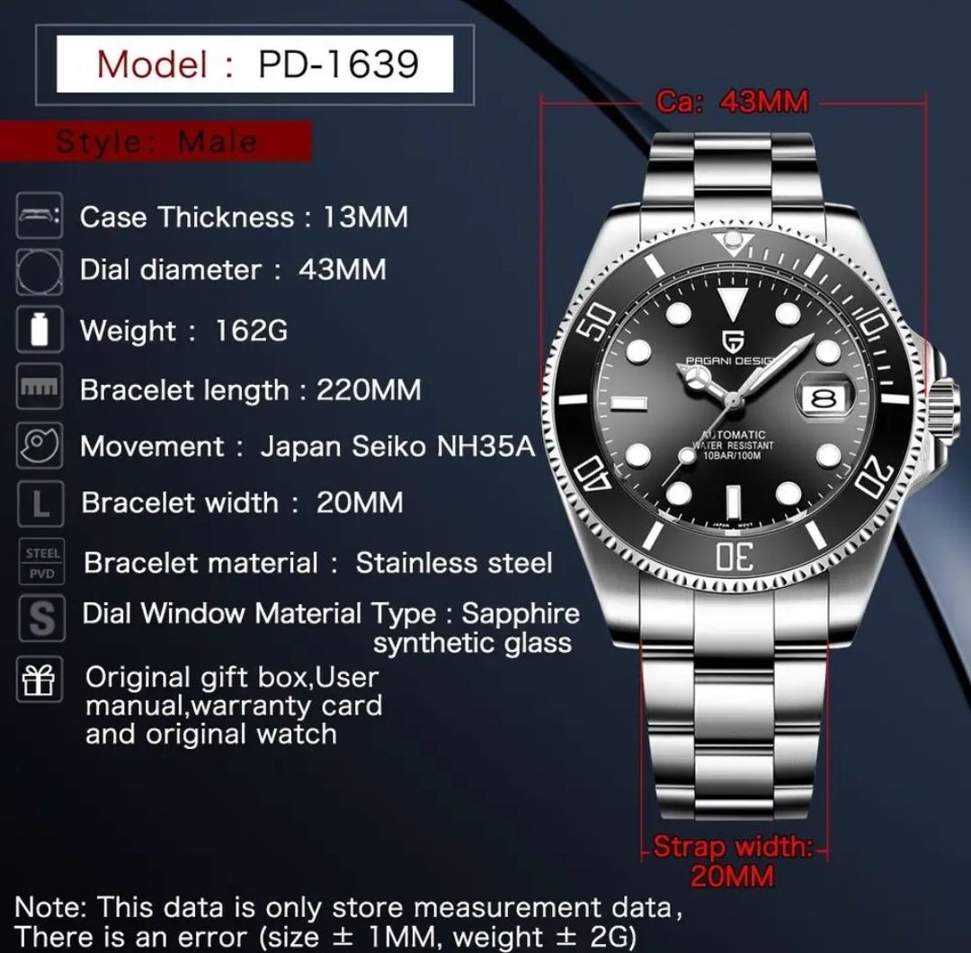 Zegarek Pagani Design automatyczny Seiko nh35a
