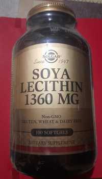 Соевый лецитин, Solgar, Soya Lecithin, 1360 мг, 100 капсул