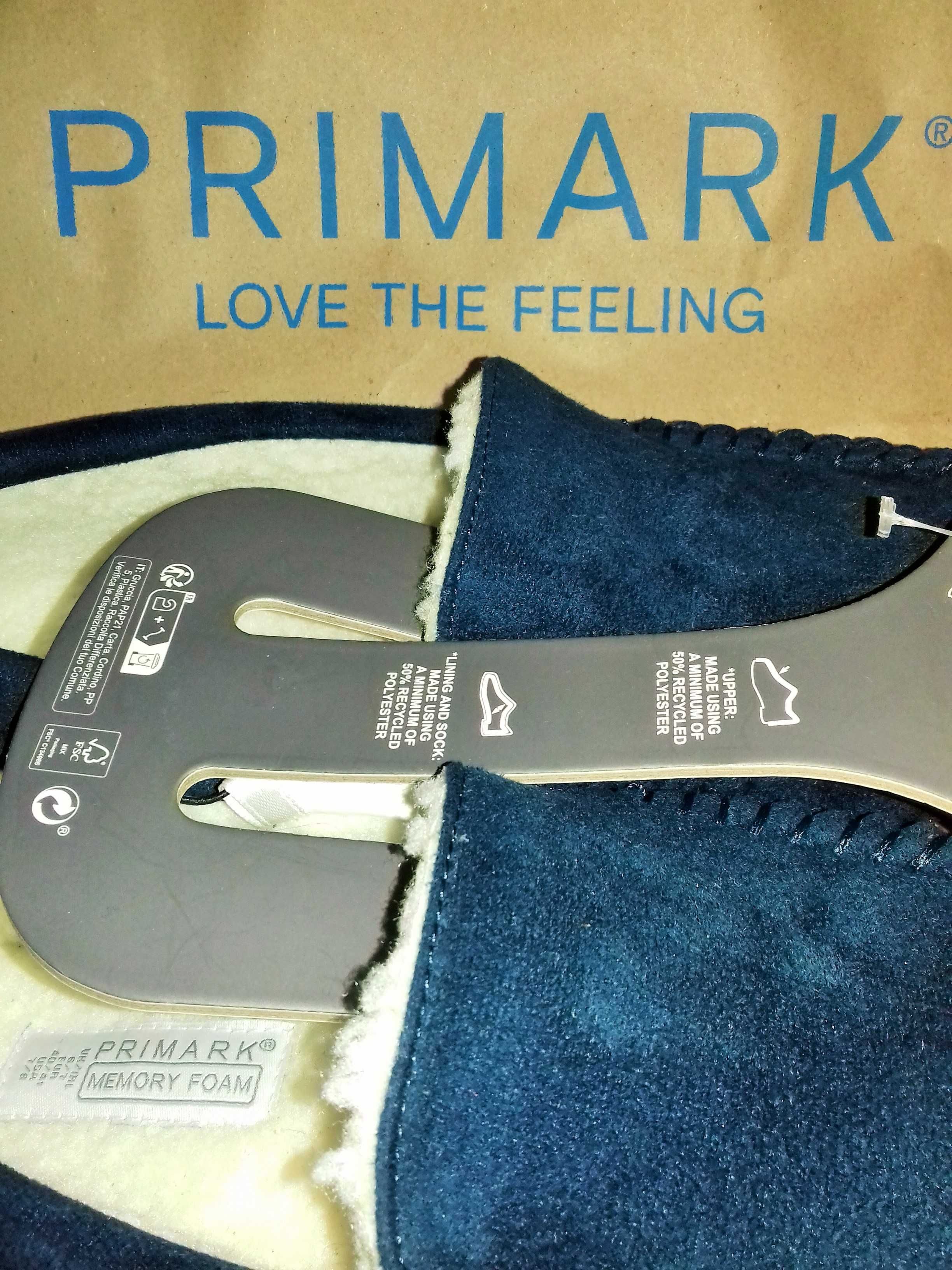 PRIMARK Modne, granatowe kapcie mokasyny