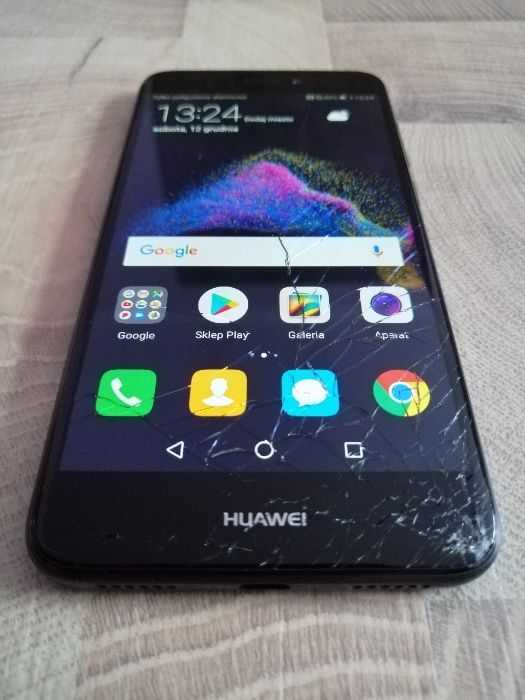 Smartfon Huawei P9 lite 2017 pęknięty ekran, sprawny dotyk